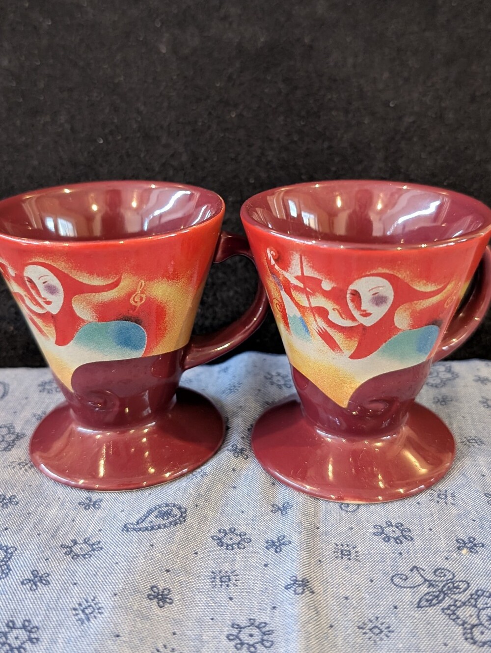 Set of 2 Vintage 1999 Frangelico Liqueur Coffee Espresso Mugs by Linda Frichtel